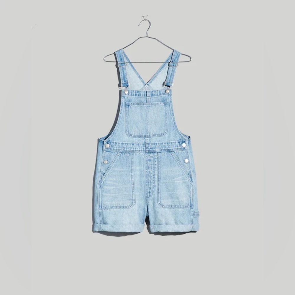 Madewell Women’s Denim Oversized Carpenter Shortalls in Light Wash Size XS